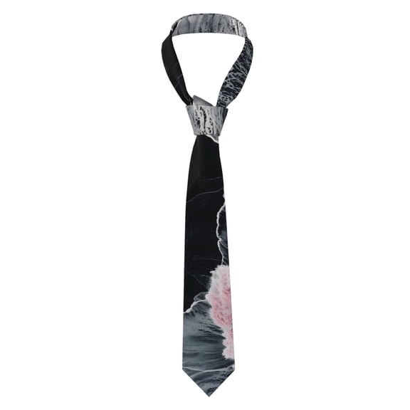 Fuzoiu Pink White Ocean Waves Print Men's Necktie,Business Necktie,Mens Ties for Business Wedding Graduation