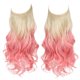 thumbnail image 1 of Zhuge Peluca larga ondulada con línea de tamaño ajustable transparente, pieza de cabello rizado, pieza de cabello secreto oculto para mujeres, sin clip, 22 pulgadas, rosa dorado, 1 of 3