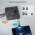 thumbnail image 3 of Tira de alimentación con protector contra sobretensiones, cable de extensión de enchufe plano TESSAN de 5 pies con 6 salidas, 3 cargadores USB (1 USB C), protección 1700J, estación de carga de múltipl, 3 of 5