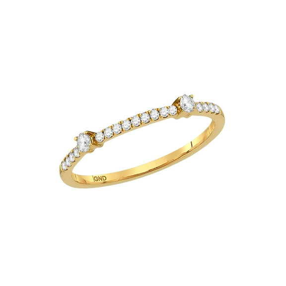 Diamond Princess 10kt Yellow Gold Womens Round Diamond Single Row Stackable Band Ring 1/6 Cttw