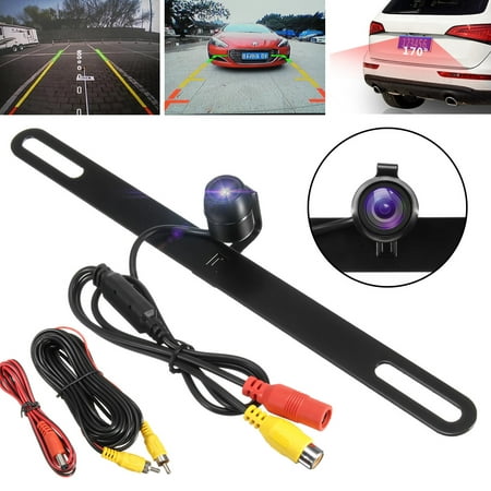 170° Waterproof License Plate Rearview Car Reverse Camera  Night Vision Wide Angle With 520 TV Lines Built-in Distance Scale Lines Backup Parking/Reverse Assist