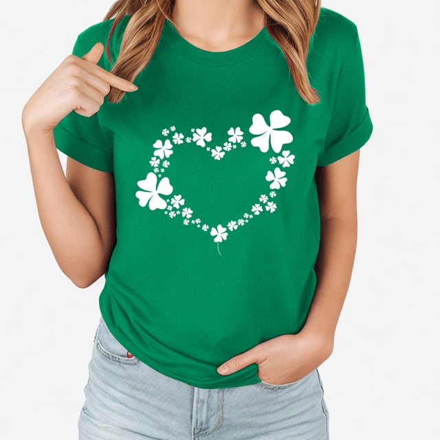 LSLJS T-shirt Imprimé pour la Saint-Patrick pour Femmes avec Col Rond et Manches Courtes, Cadeaux pour Femmes