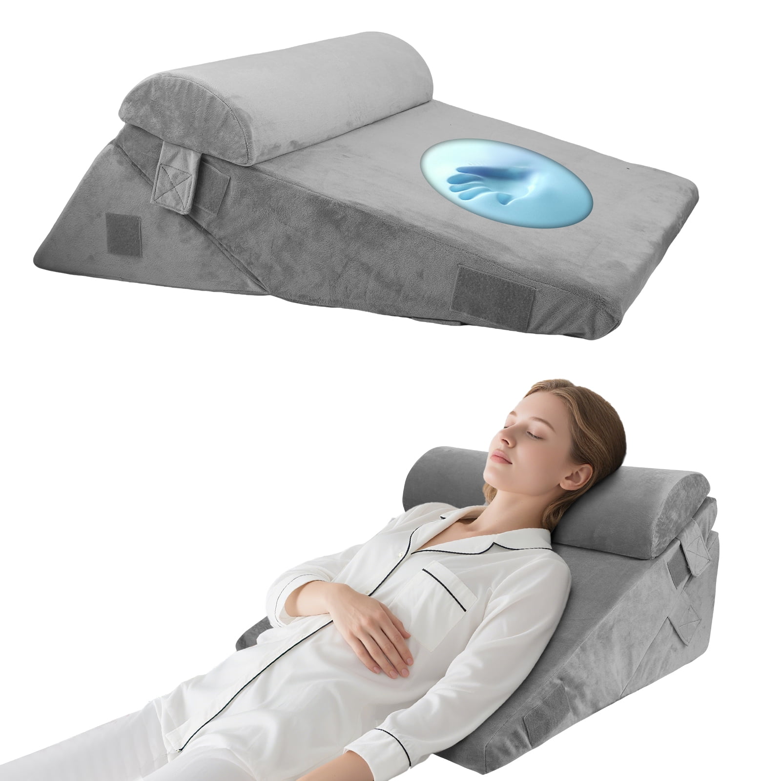 AMTPM Bed Wedge Pillow Set - 3PC 25D Memory Foam, 12 Adjustable Modes for Post-Op Recovery, Neck/Back/Leg Pain & Acid Reflux Relief, Ergonomic Support for Sleeping/Sitting