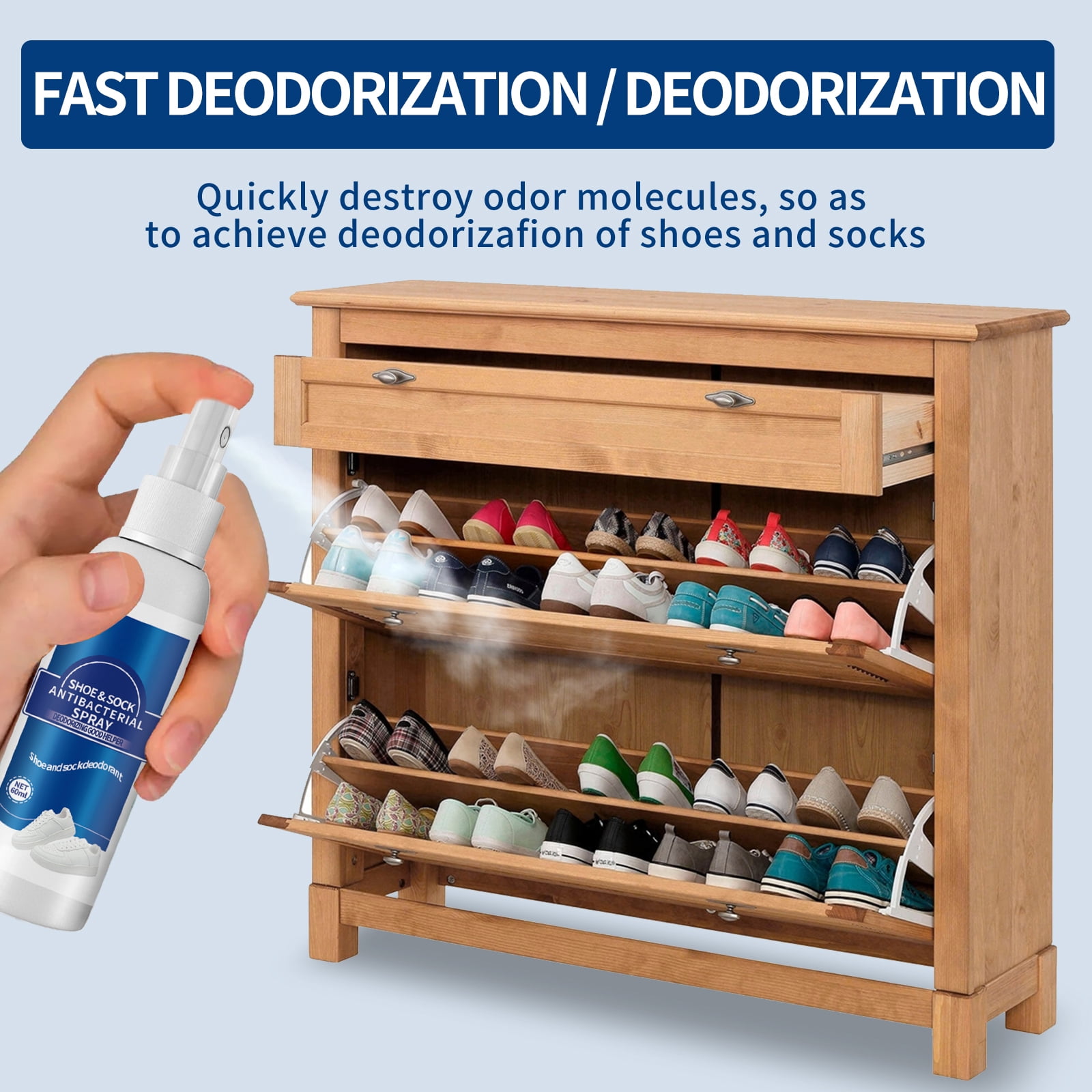 Alvantor Shoe Deodorizer Spray, Odor Eliminator, Destroys Stubborn Shoe Smells, 2.02fl.oz