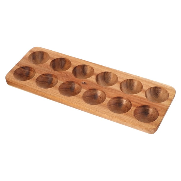 Wood Chicken Egg Holder Rustic Wooden 12 Eggs Tray Fresh Eggs Holder Deviled Eggs Plate Countertop Egg Platter For Kitchen Refrigerator