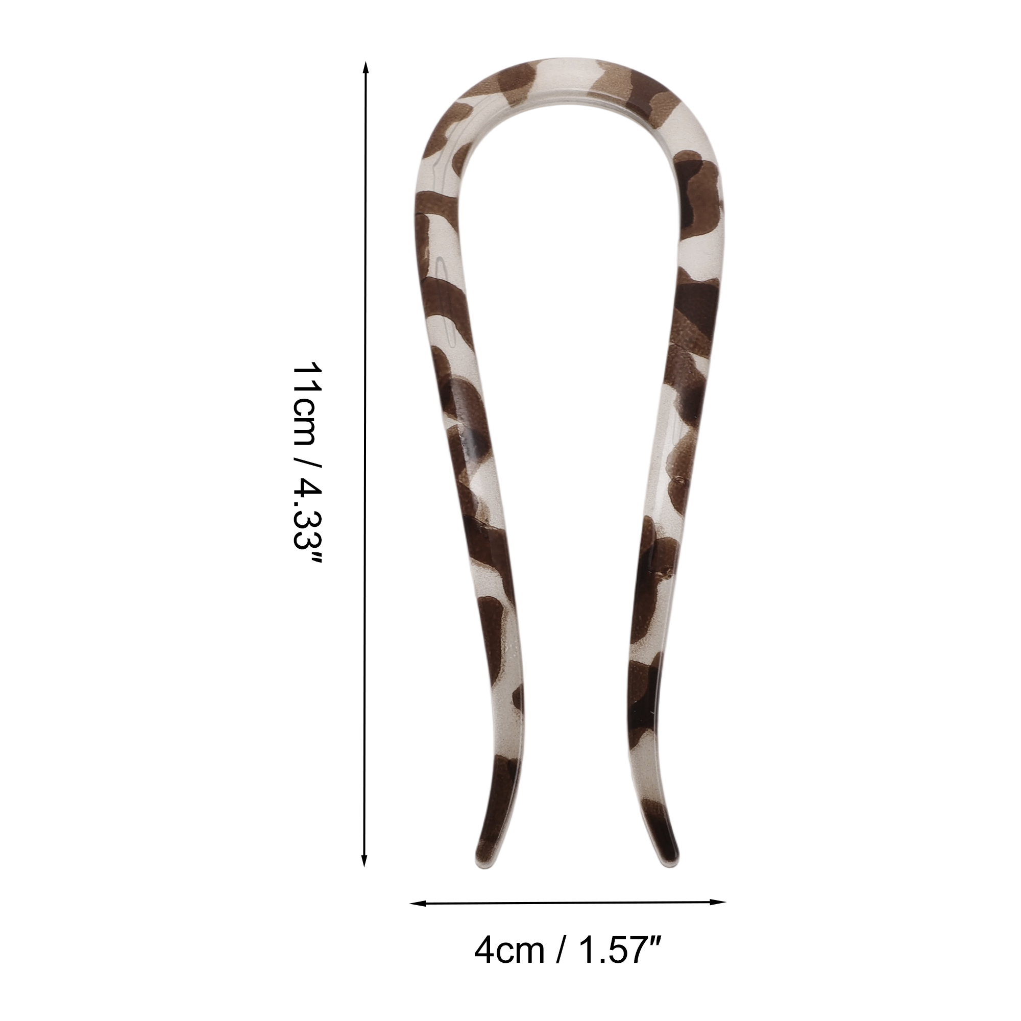 Unique Bargains U-shaped Hair Pin 4.33"x1.57" 1 Pc Dark Brown, Transparent Gray
