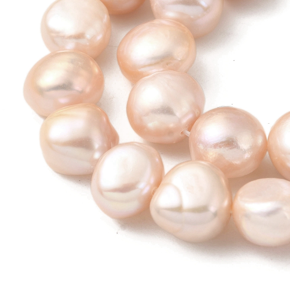 4strands Cultured Freshwater Pearl Beads Strands Two Sides Polished PeachPuff 10~11mm Hole: 0.5mm about 19pcs/strand 6.89''(17.5cm)