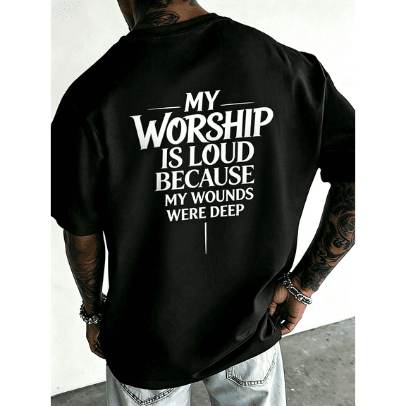 Christian Faith My Worship Is Loud Back Print Graphic T-Shirt Religious Inspirational Top