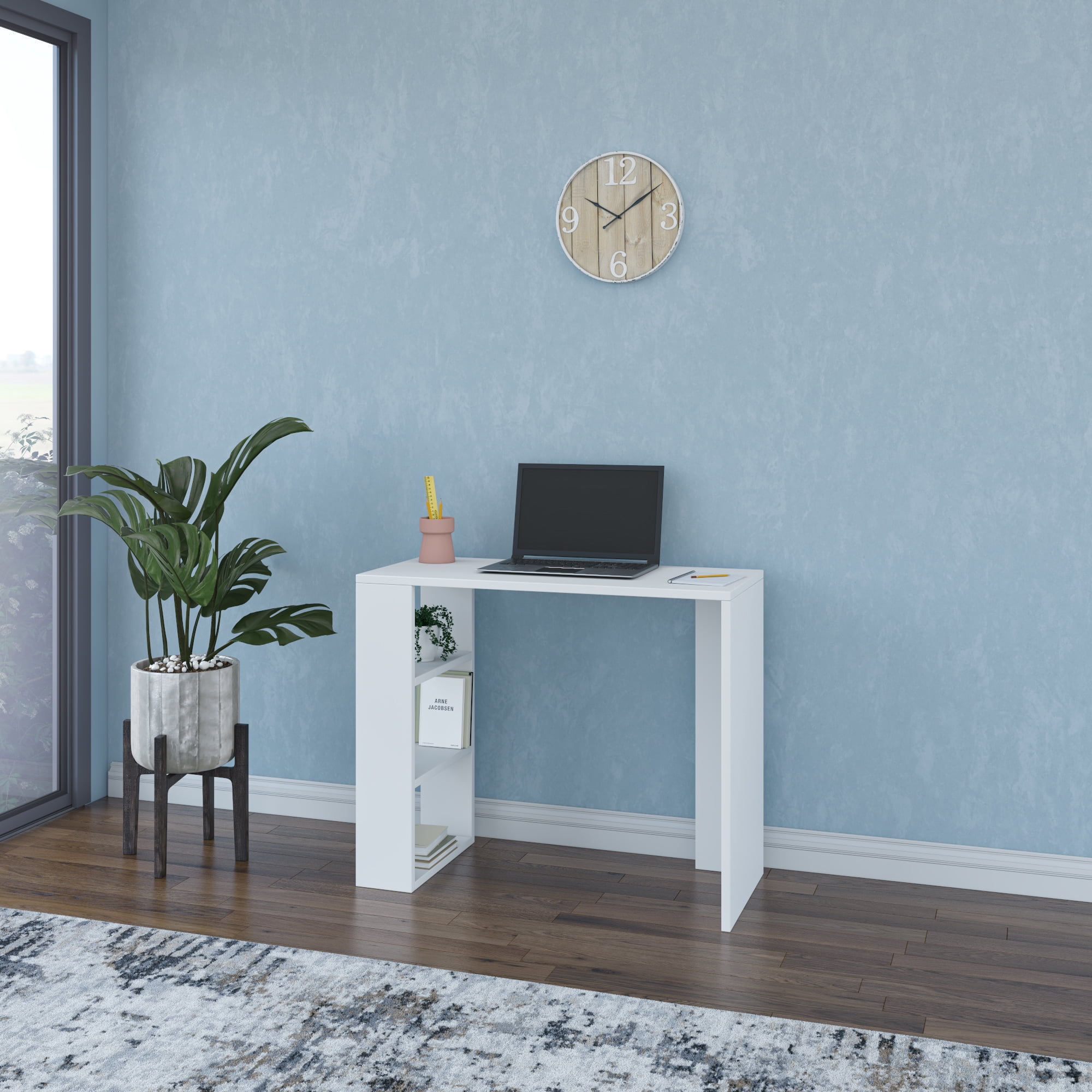 Ada Home Decor Furniture 3 Tier White Pennock Modern Desk