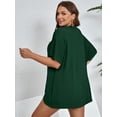 thumbnail image 5 of SHOWMALL Women's Plus Cardigan Short Sleeve Open-Front Lightweight Summer Cover Up 1X Dark Green, 5 of 7