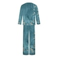 thumbnail image 6 of Jinhomg Womens Two Piece Pajama Sets Retro Boho Floral Print Long Sleeve Crew Neck Tops and Pants Fall Winter Comfy Sleepwear Outfits Sky Blue XXL, 6 of 7