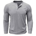 thumbnail image 1 of Yuyuzo Men Basic Tops Long Sleeve 1/4 Button Notch V Neck Cozy Fall Casual Shirts Blouse Solid Color, 1 of 6