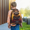 thumbnail image 6 of Rateoe Sunset Flower Meditating Raccoon Pattern Durable Student Backpack Laptop Bag- Ergonomic Design, Waterproof Twill Fabric - Ideal for School, Travel, and Outdoor Activities, 6 of 6