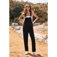thumbnail image 4 of Pink Queen Women Long Denim Bib Overalls Jeans Wash Pants Black XL, 4 of 6