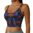 thumbnail image 2 of Zufioo Indian Mandalas Dragonfly Print Women's Sports Vest, U-shaped Removable Chest Pad Sports Backless Top, Suitable for Fitness and Bodybuilding, Leisure and Daily Life-Large, 2 of 8