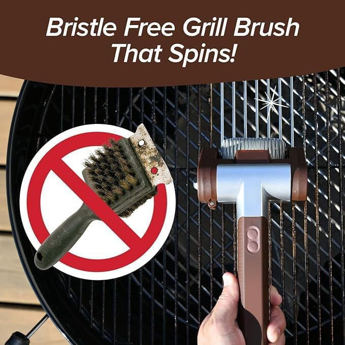 Stainless Steel 304 LED BBQ Roller Brush, Bristle-Free Grill Cleaner with LED Light, Rechargeable 4000mAh Battery