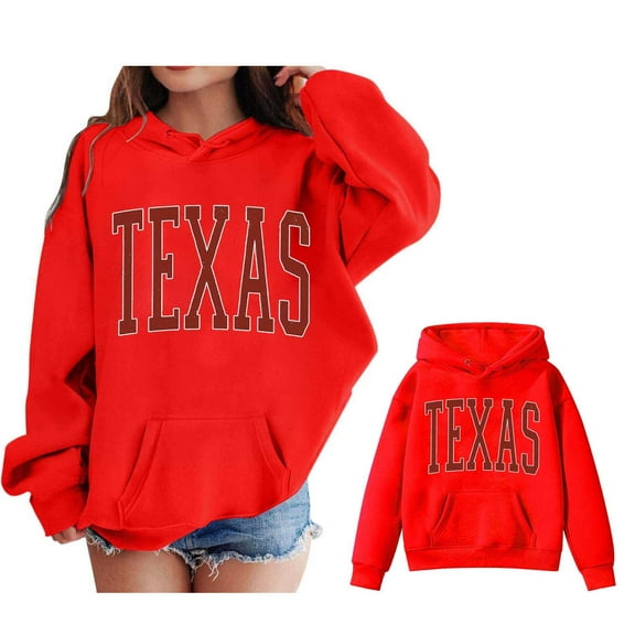 Hoodies for Girls City Name Letter Print Red Hoodie Lightweight Long Sleeve Hoodies Warm Fall Winter Clothes Girls 7-8 Years Clothes