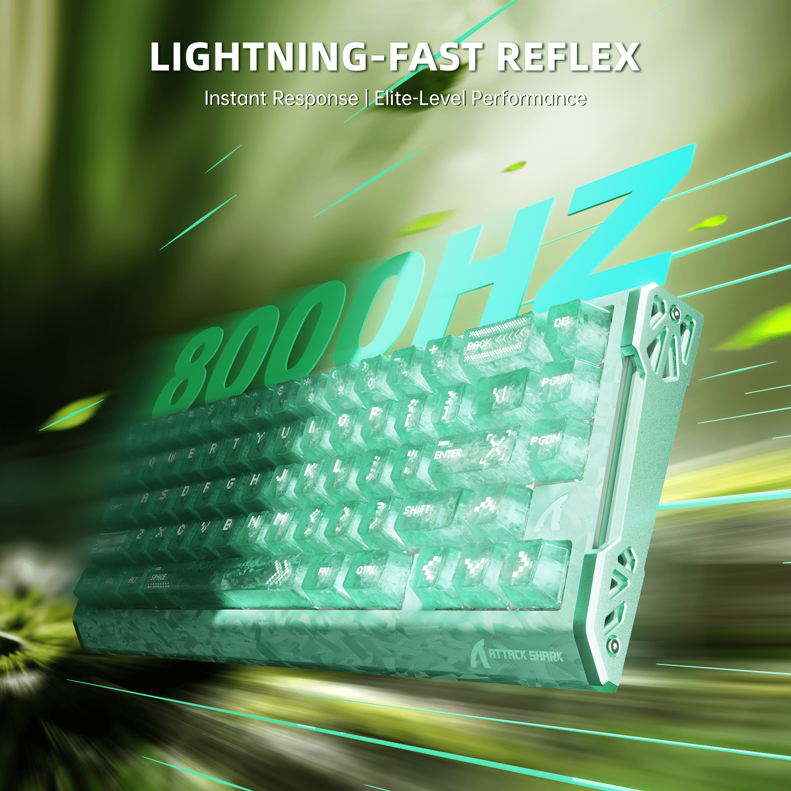 ATTACK SHARK R68 HE 60% Wired RGB Gaming Keyboard, Hall Effect Magnetic Switches, 8000Hz Polling Rate, Rapid Trigger, PC/Mac Compatible, Green