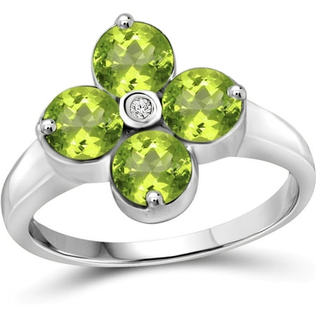 JewelersClub 1 3/4 Carat T.G.W. Peridot And White Diamond Accent Sterling Silver Ring