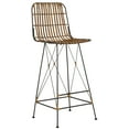 thumbnail image 3 of SAFAVIEH Minerva 29" High Wicker Barstool, Natural/Black, Set of 2, 3 of 10