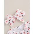 thumbnail image 6 of Suealasg Infant Baby Girls Fall Clothes Long Sleeve Cherry Print Jumpsuits Headband 3 6 9 12 18 Months Newborn Girls Romper Bodysuit, 6 of 7