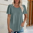 thumbnail image 2 of DondPO Womens Tees Women's Round Neck Puffed Sleeve Hole Hollow Short Sleeve Casual T Shirt Top Plus Size Tops Cotton Tshirts for Women, 2 of 5