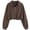 Brown, variant on Half Zip Sweatshirts For Women Lapel Long Sleeve Drawstring Hem Tops Fashion Casual Loose Cropped Pullover (2XL, Wine)