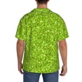 thumbnail image 5 of Cauagu Lime green glitter Men's Short Sleeve Button Down Hawaiian Shirt for Men Bowling Shirts Casual Summer Beach Shirt,X-Large, 5 of 6