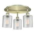 thumbnail image 4 of Innovations Lighting  Cobbleskill - 3 Light 17" Flush Mount Clear/Brushed Brass, 4 of 5