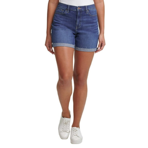 Calvin Klein Jeans Ladies' Roll Cuff Denim Shorts, Mediterranean Blue 10
