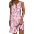 thumbnail image 2 of Viikei Womens Summer Dresses,Women's Tiered Ruffle Short Sleeve Dress,2025 New Women's Printed V-neck Chest Button Sleeveless Dress Pink S, 2 of 4