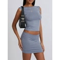 thumbnail image 3 of SUNSIOM Women's 2 Piece Summer Outfits Sleeveless Cropped Tank Tops Mini Bodycon Skirt Set, 3 of 6