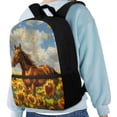 thumbnail image 4 of KUIFORTI Horse Boys Bookbag Age 10-12 Sunflower School Backpack For Teens Girls Middle School High School Bookbag Big Capacity Casual Double Zipper Closure Backpack Animal Print, 4 of 6