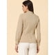thumbnail image 4 of Camisa con botones plisada de algodón Allegra K Caqui L, 4 of 4