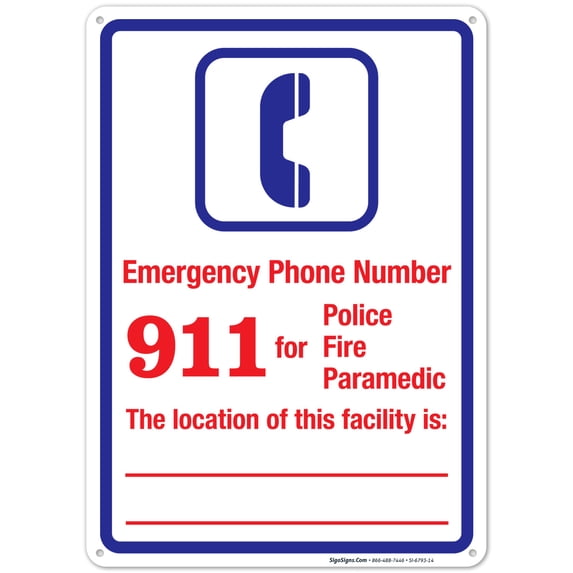 Emergency Telephone Number Sign, Pool Sign,