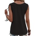 thumbnail image 3 of DYMADE Womens Summer Sleeveless Round Neck Buttons Draw String Solid Color Basic Tank Tops, 3 of 4