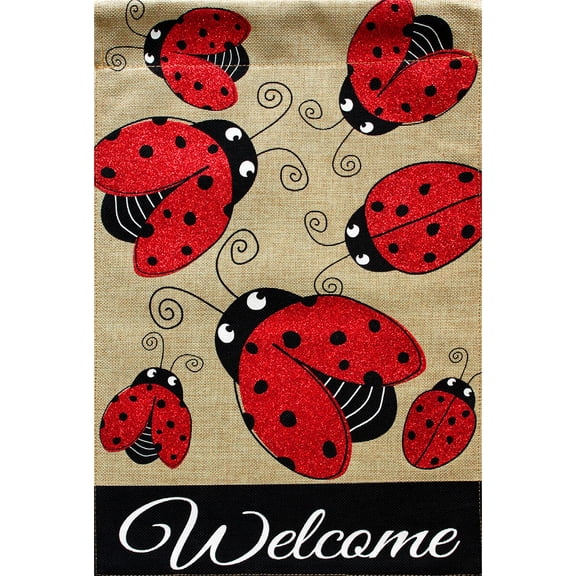 Briarwood Lane Spring Garden Flag 12x18 For Outdoor Ladybug Gathering Burlap For Spring Garden Flag Flags For Outside