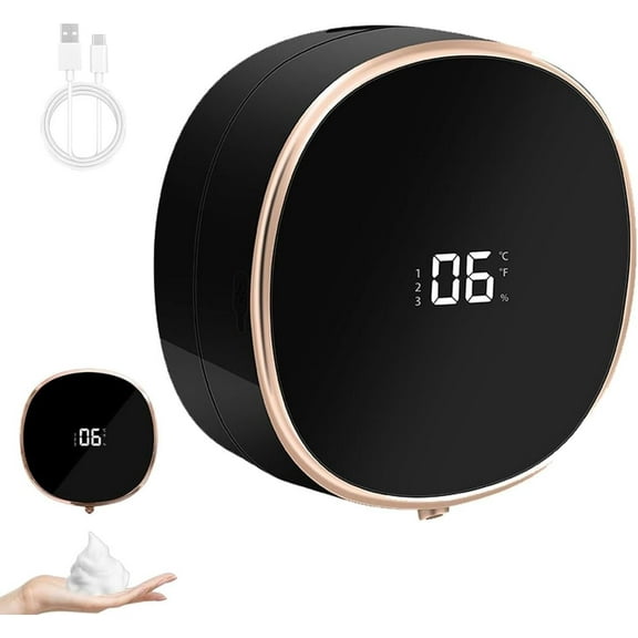 Soap Dispenser, Wall-Mounted Rechargeable Smart Sensor Soap Dispenser, Temperature Display Liquid Dispensers, Automatic Foam Hand Sanitizer Machine, Hand-Free, Touchless
