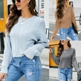 thumbnail image 4 of Solid Short Sweaters for Women Long Sleeve Round Neck Pullover Cropped Sweater Pullover Tops Trendy Casual Knits Shirt, 4 of 5