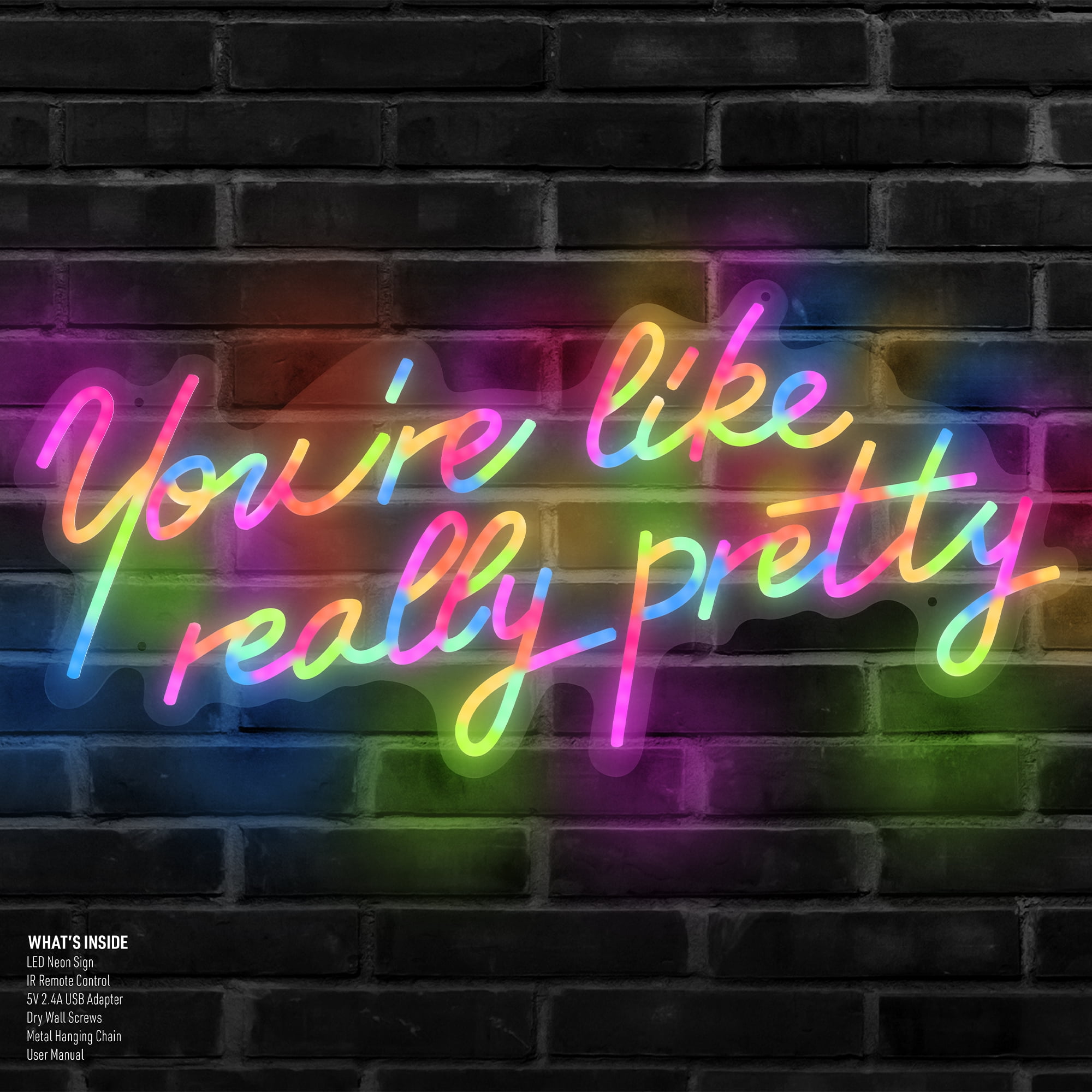 Xtreme Lit 26.3" x 12.3" 'You're like Really Pretty' Multi-color LED Neon Sign, Plastic Wall, 2 lb
