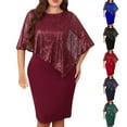 thumbnail image 5 of Tumotour Oversized Dress For Women Summer Round Neck Short Sleeve Midi Tshirt Dresses Casual Sequins Knee Length Tunic Dress, 5 of 5