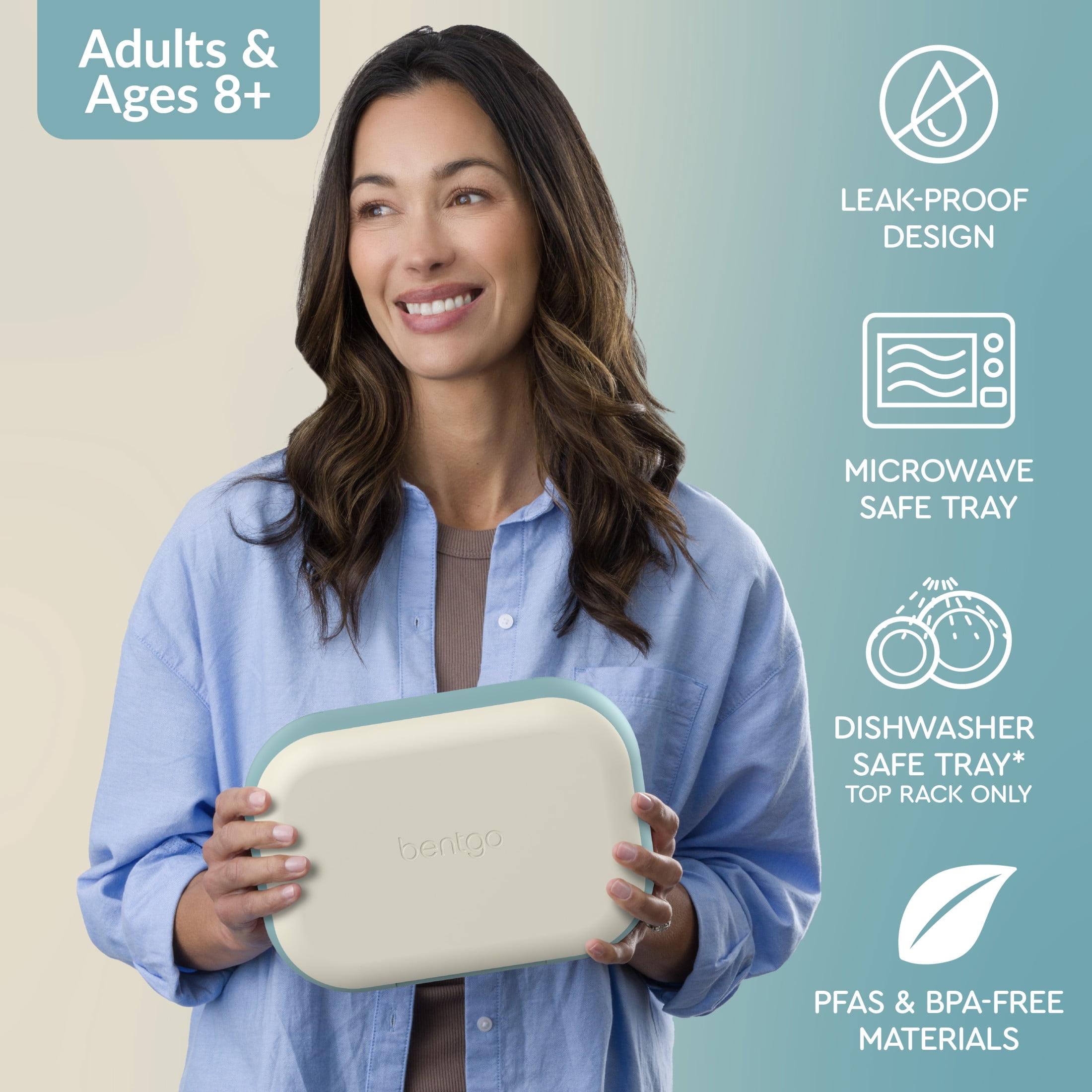 Bentgo Chill Max Leak-Proof XL Lunch Box - Included Ice Pack Keeps Food Cold; 5-Cup Capacity for Adults & Ages 8+, 3 or 4 Compartment Bento Box, BPA-Free, Dishwasher Safe (Bone & Glacier Blue)