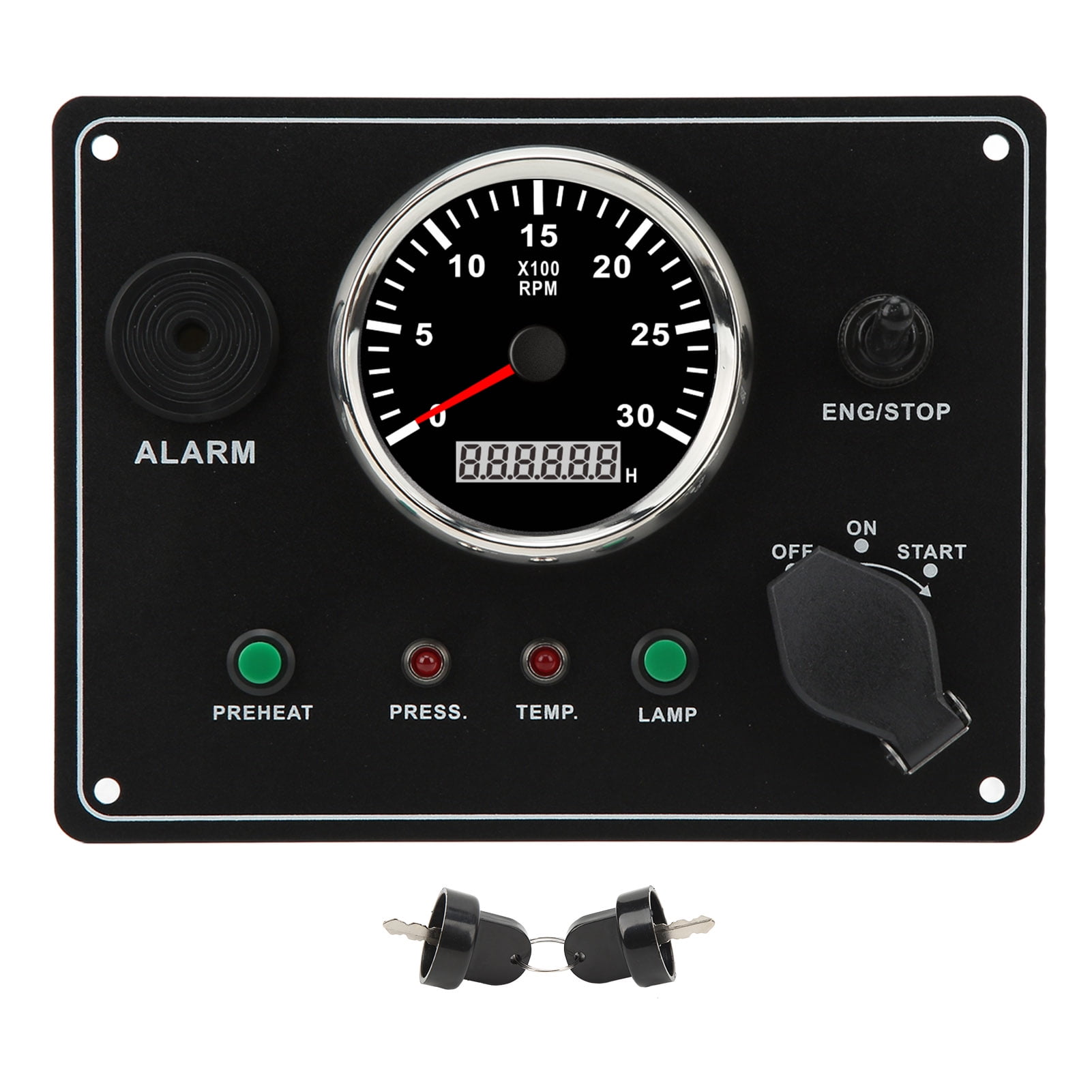 Engine Speedometer Panel, 03000RPM Solid Structure Marine Central