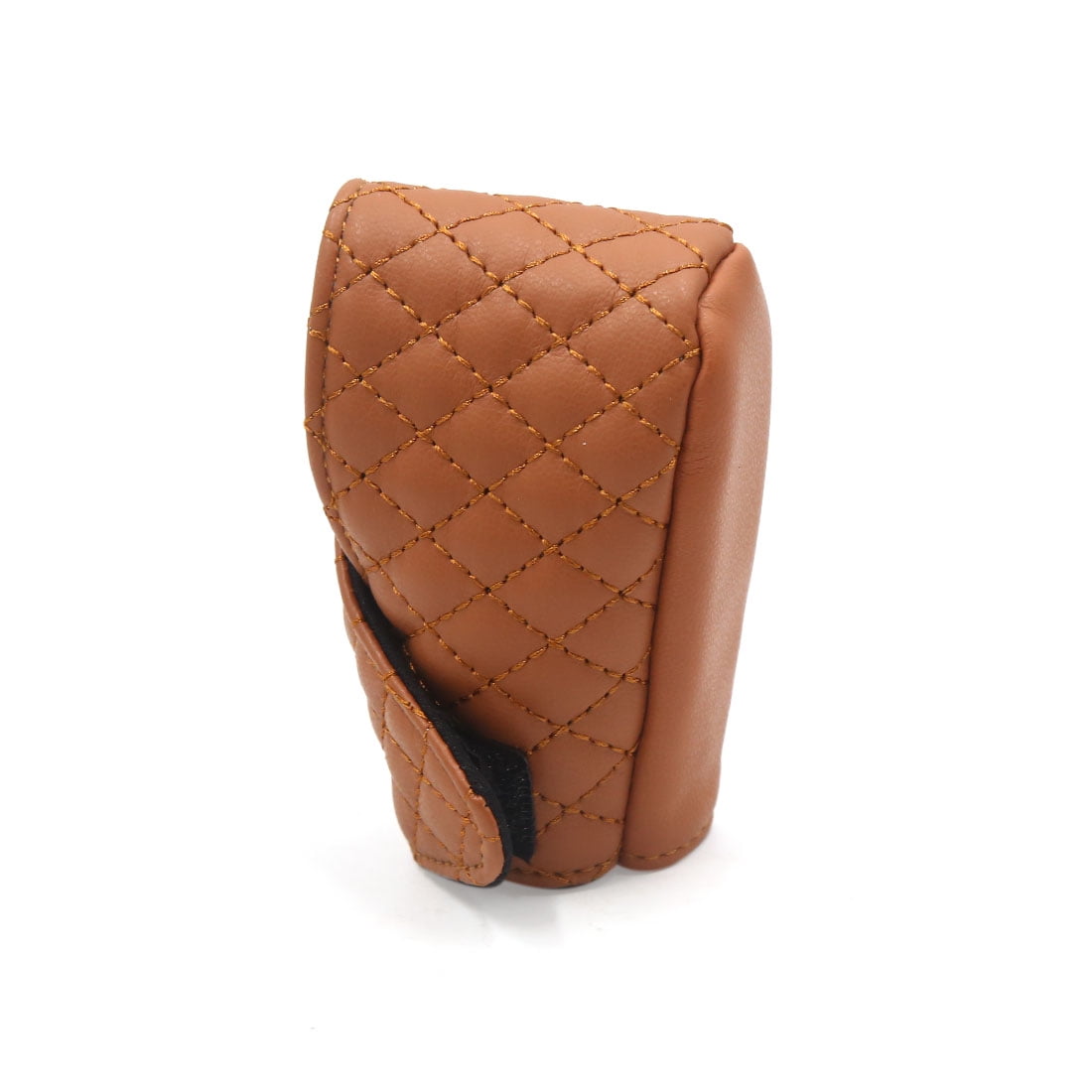 Universal Brown Faux Leather Shift Knob Cover Protective Sleeve for
