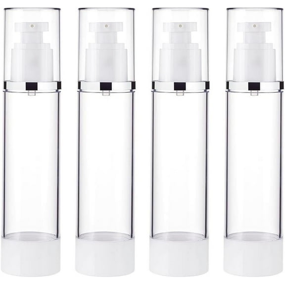 4 Pack 3.4oz/100ml Airless Pump Bottles Vacuum Travel Refillable Cosmetic Bottles for Lotion Shampoo Foundation Essential Oil Other Beauty Product 4pcs