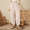 thumbnail image 2 of ManxiVoo Women Cotton Casual Pants Cross Cuff Detail Loose Fit Comfortable XXXL Size Khaki, 2 of 9