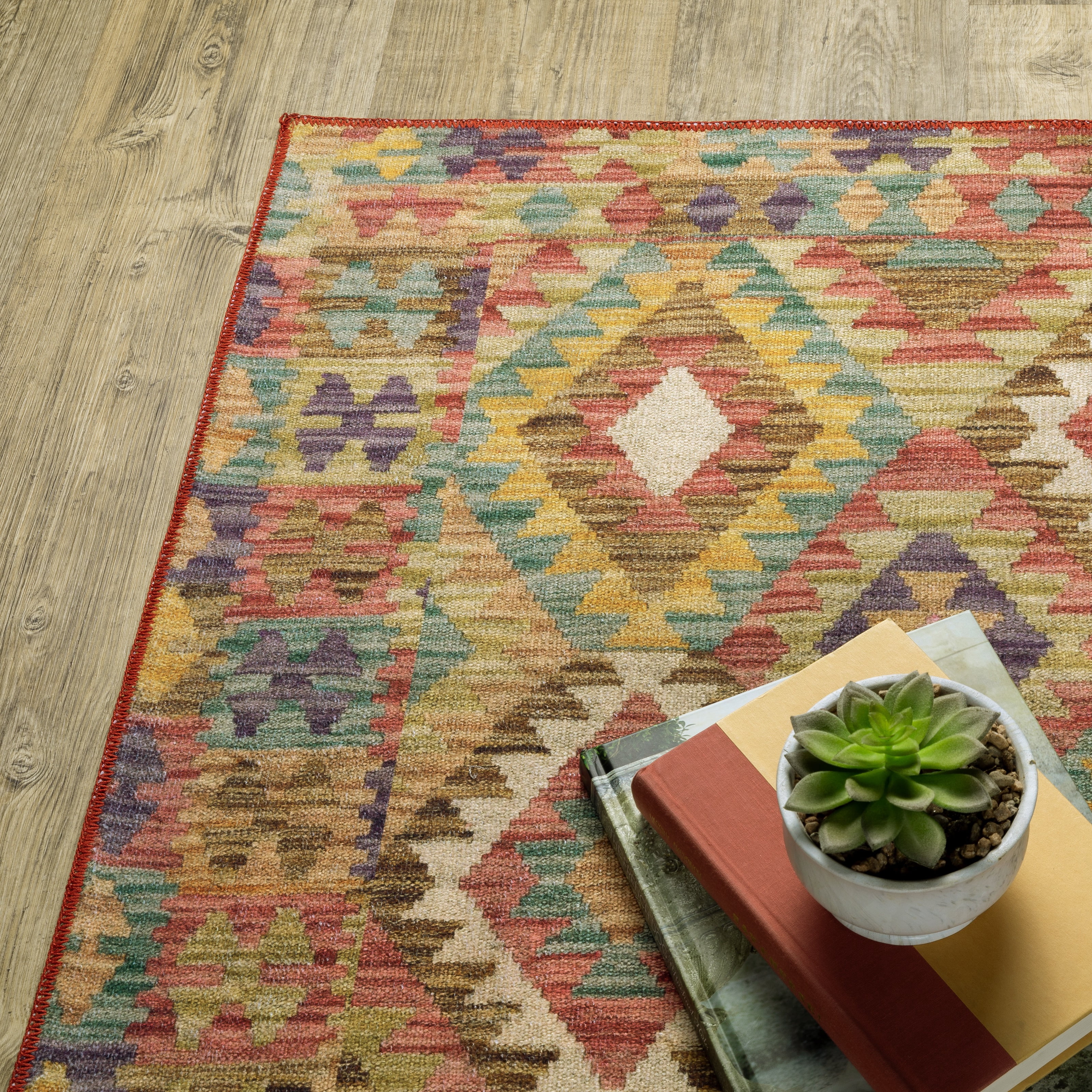 Avalon Home Marlowe Washable Geometric Tribal Gold/ Multi Indoor Area Rug