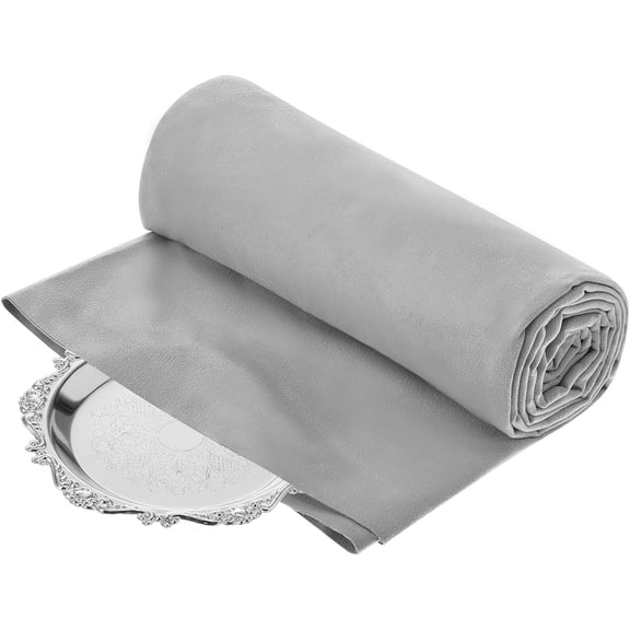 1.1 Yard Anti Tarnish Silver Cloth by the Yard, Luxury Jewelry Silver Polishing Storage Protect Cloths for Silverware Flatware Silversmith Polishing(Gray)