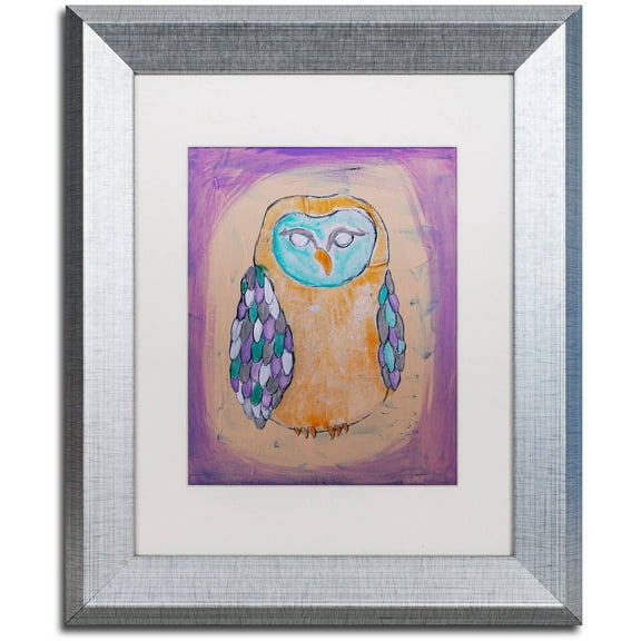 Trademark Fine Art 'Owl I' Canvas Art by Nicole Dietz, White Matte, Silver Frame
