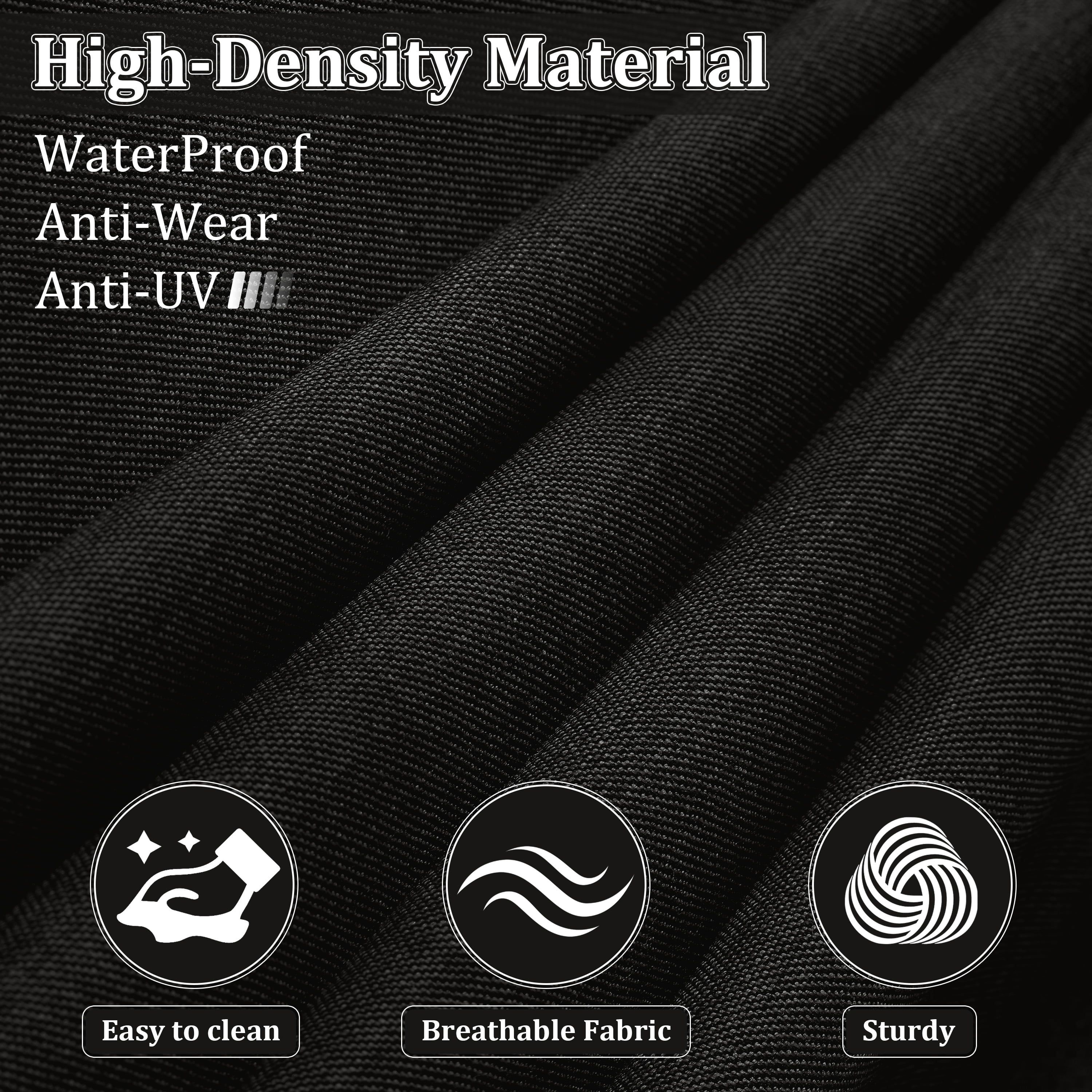 Snubbull 8 Pcs 25.6" x 23.6" Cushion Covers for Patio Furniture, Outdoor Waterproof Cushion Slipcovers Replacement with Zipper, Black
